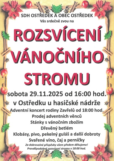 Rozsvícení Vánočního stromu v Ostředku 29.listopadu