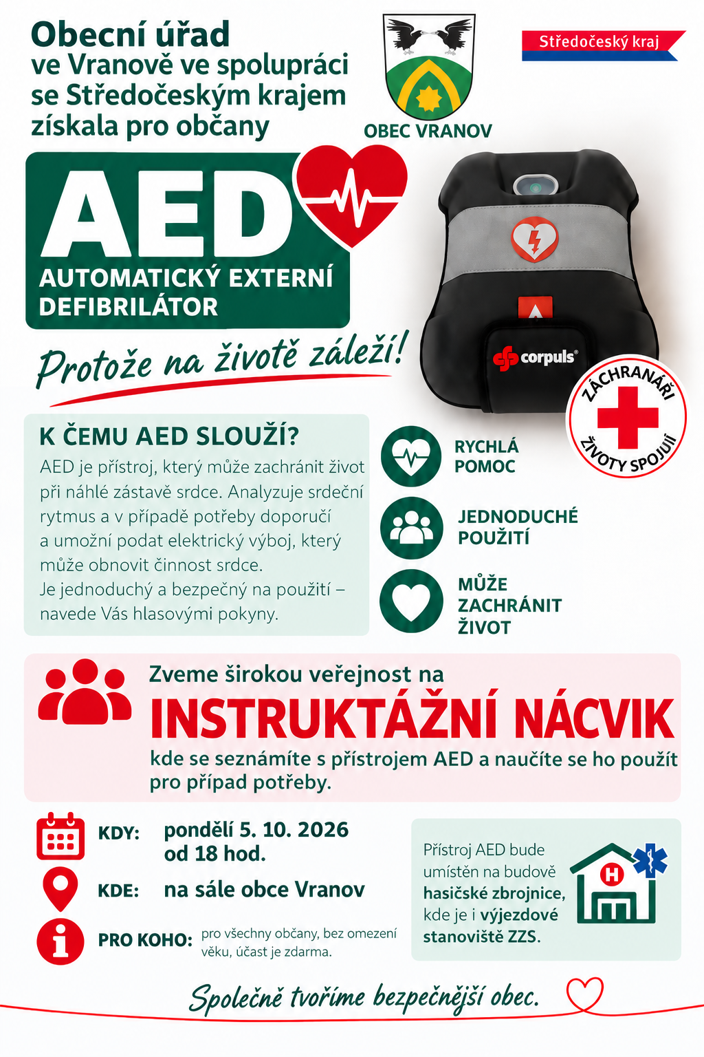 Instruktážní nácvik s přístrojem AED